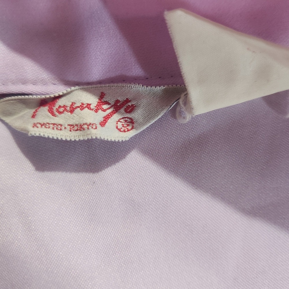 Vtg Maruky Kyoto Tokyo Kimono Wrap Robe Lavender Satin Cherry Blossoms Maxi - Picture 11 of 11